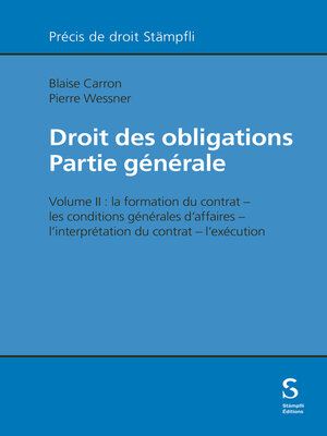 cover image of Droit des obligations ‒ Partie générale